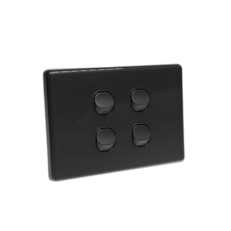 YELE Slim 4 Gang 2 Way Switch Black
